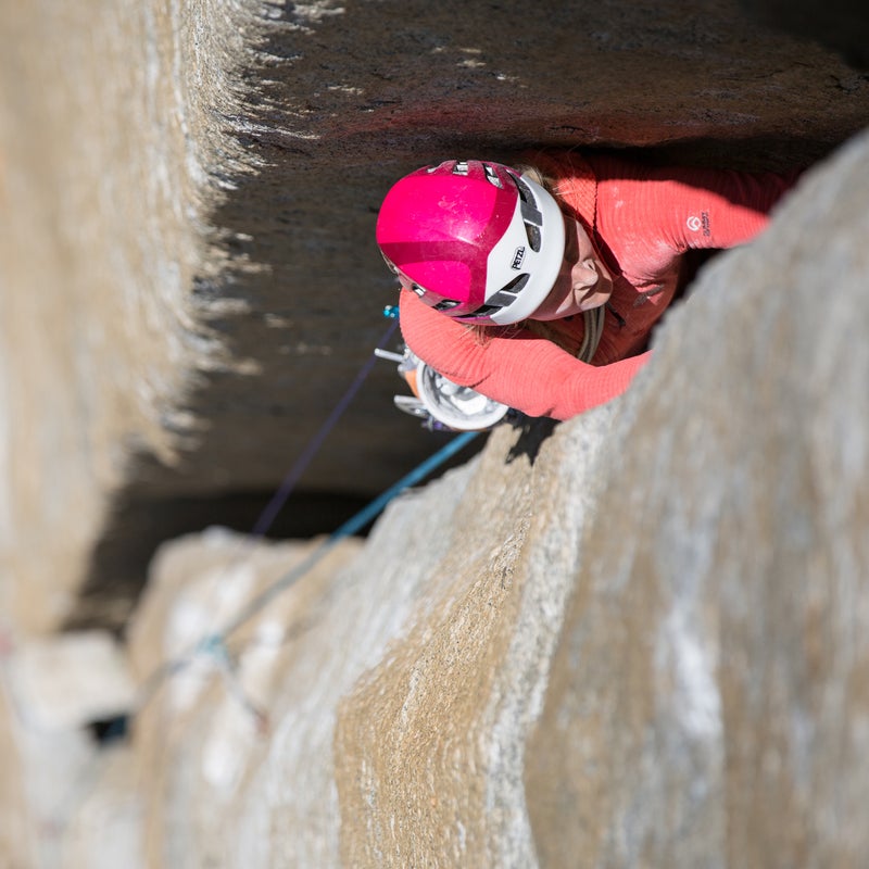 Deep inside the dreaded "Monster Offwidth”, a 200-foot-long abnormally wide crack that requires a very special technique in order to be efficient and not completely exhaust oneself. Although only graded 5.11, I found this pitch to be the most intimidating and exhausting.