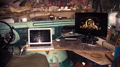 Turns out, the straw insulation worked beautifully. Even in temperatures frequently below negative-40 degrees Fahrenheit, Eastbound could sit inside his 80-degree office redesigning websites via satellite Internet on the flat-screen monitor next to the steering wheel or recording mournful banjo ballads.