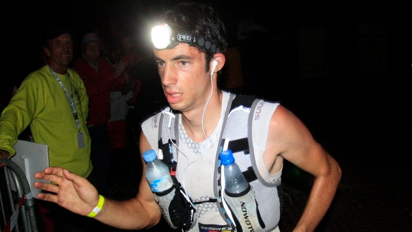 Kilian Jornet at the Colorado place (upside Saint Denis) at the end of Grand Raid 2010.