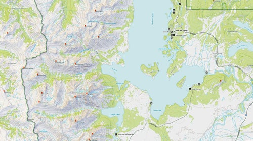 A Natural Atlas map of Grand Teton National Park highlights camping spots and mountains. Users can fill in more information on any location.