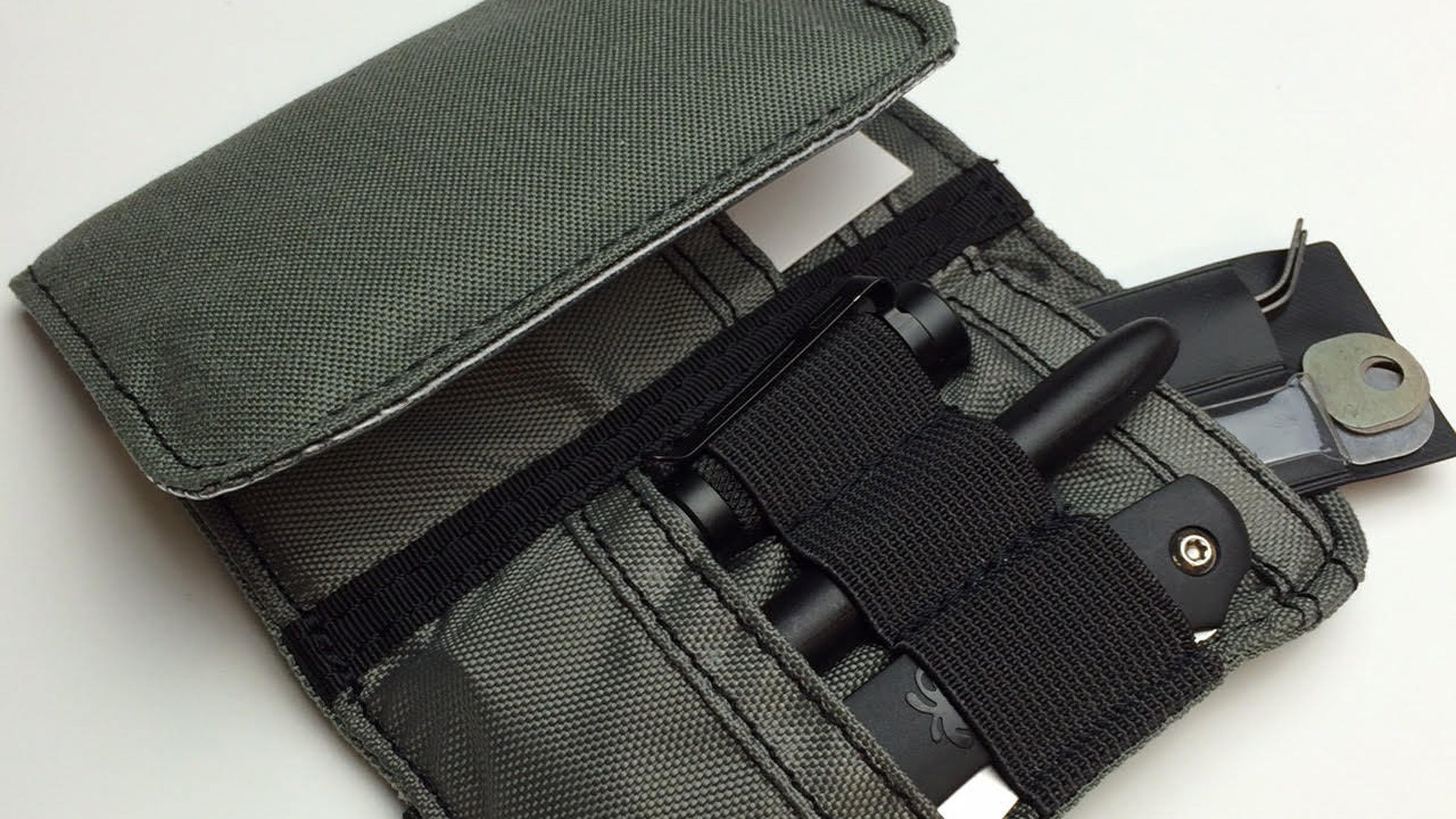 The wallet is made of military-grade ballistic nylon.