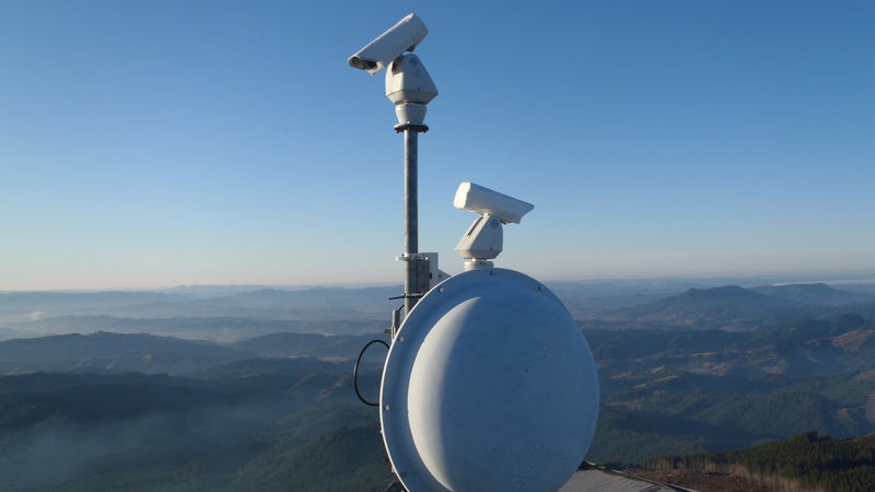 Fire cameras on the Mt. Scott Lookout in Oregon.