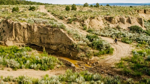 Crossing a deep gully wash on day four, heading out of Dry Creek Basin.