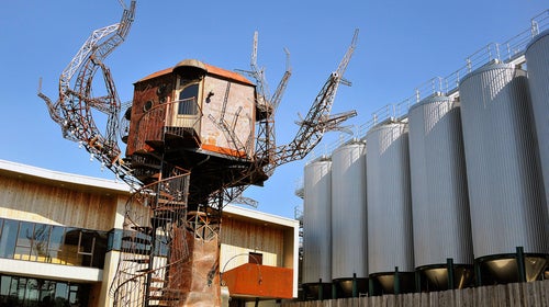 The treehouse was originally constructed by an art collective for Burning Man.