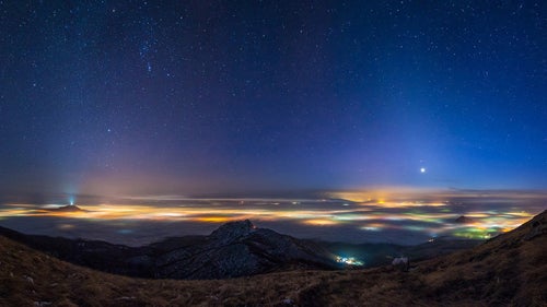 Trisko also took fifth place in the Against the Lights category with this photo taken in the mountains above the clouds over Pyatigorsk, in the Stavropol region of Russia, in February 2015. The clouds glow with the reflections of the towns and villages beneath.