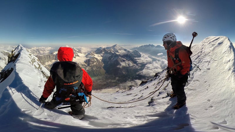 A panoramic from the 360-degree camera from the summit of the Matterhorn.