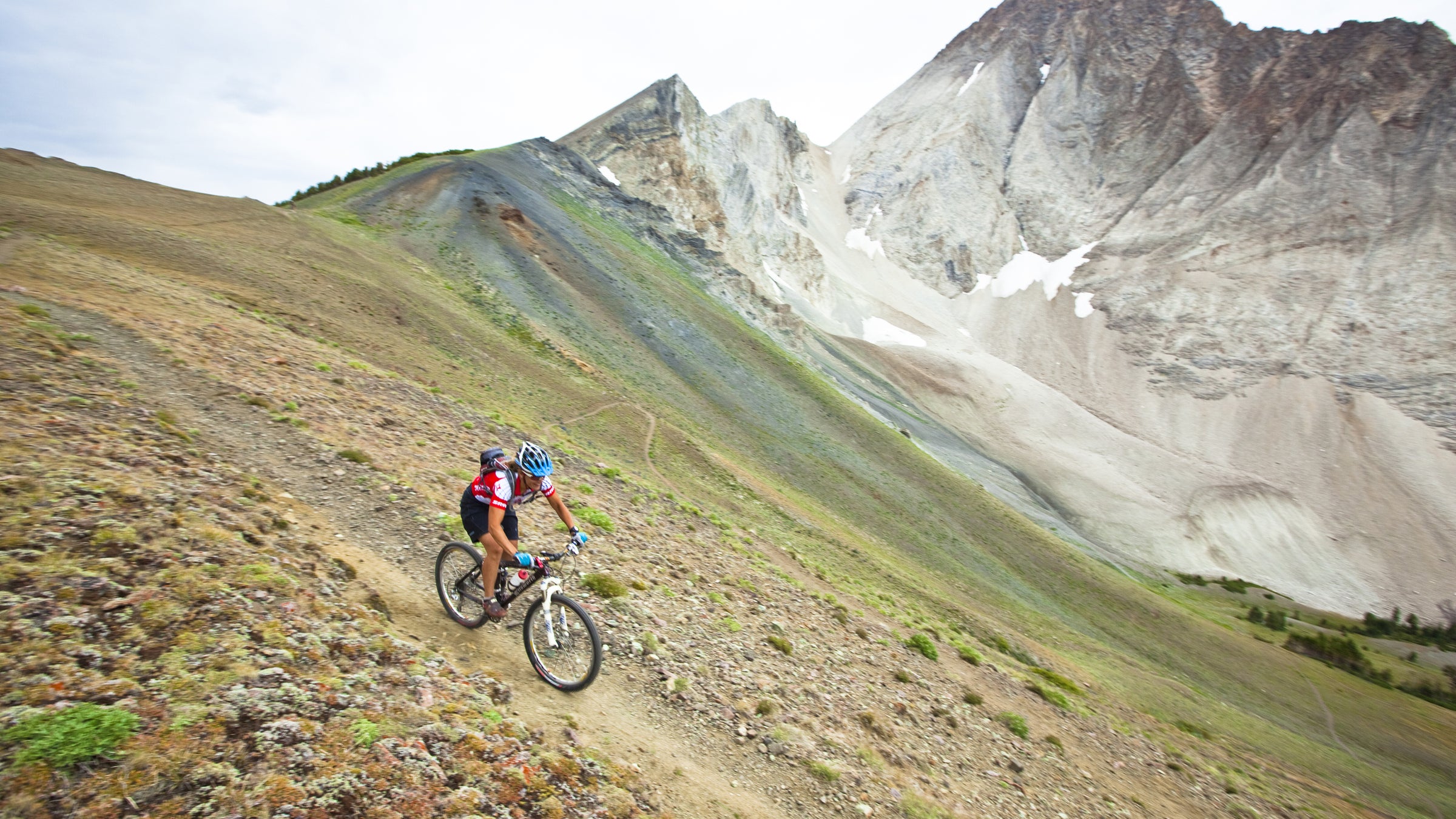Karoline Droege descends some steep switchbacks in the White Cloud Mountains in Idaho. Recent legislation closed the area's trails to mountain bikers.