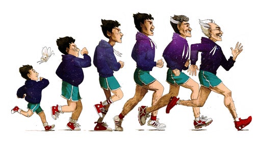 Intensity training is one key to maintaining spring-chicken fitness as you age.     Illustration by Erin Wilson