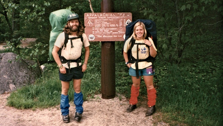 Geoff and Molly at Mount Katahdin in Maine on the Appalachian Trail.