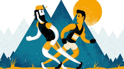 Marathoners who can't quite break elite times might find they can compete with the best in ultra distances.  Illustration by James Olstein