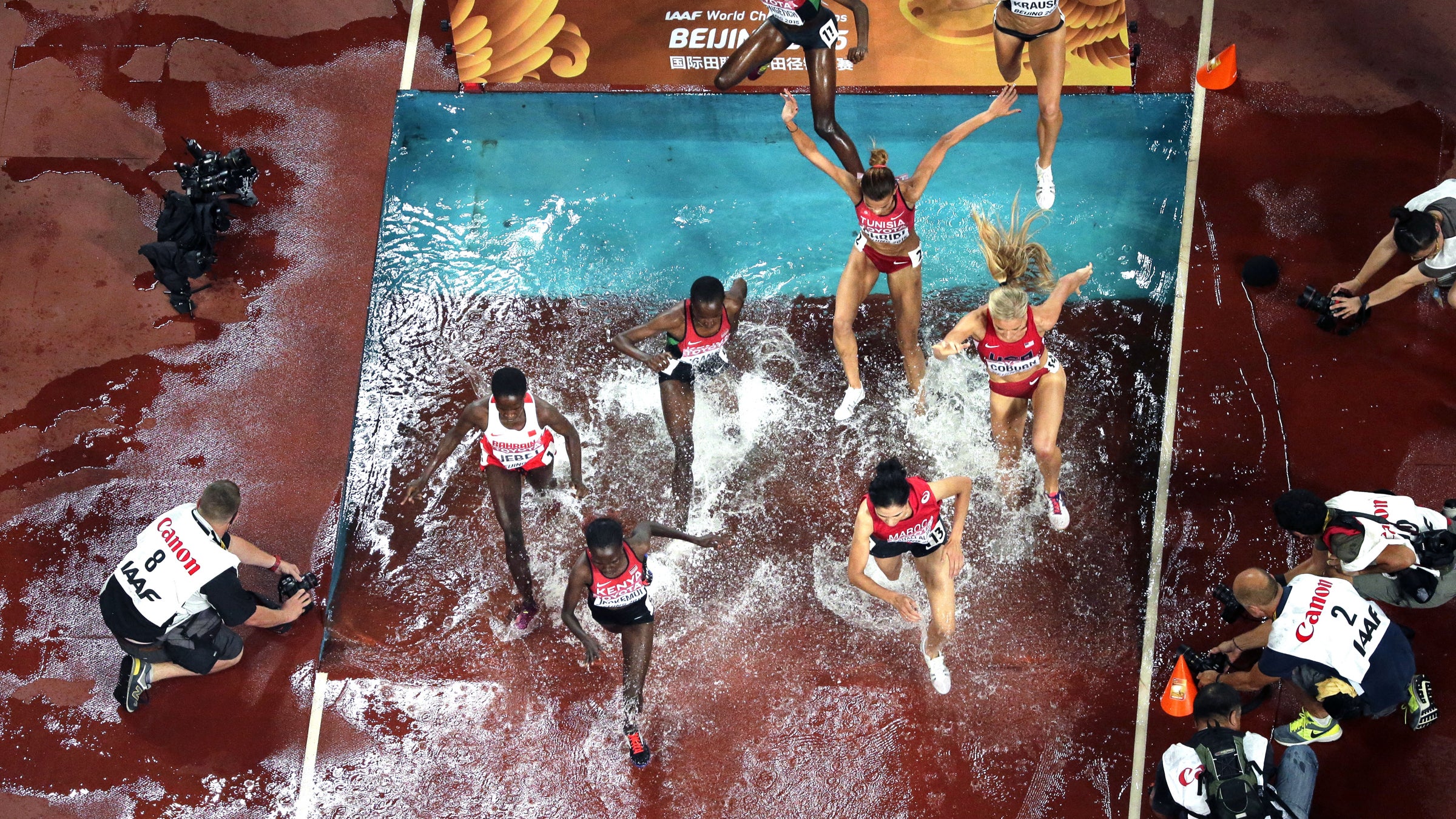 The women's 3000m steeplechase final at the World Athletics Championships at the Bird's Nest stadium in Beijing, Wednesday, Aug 26, 2015.