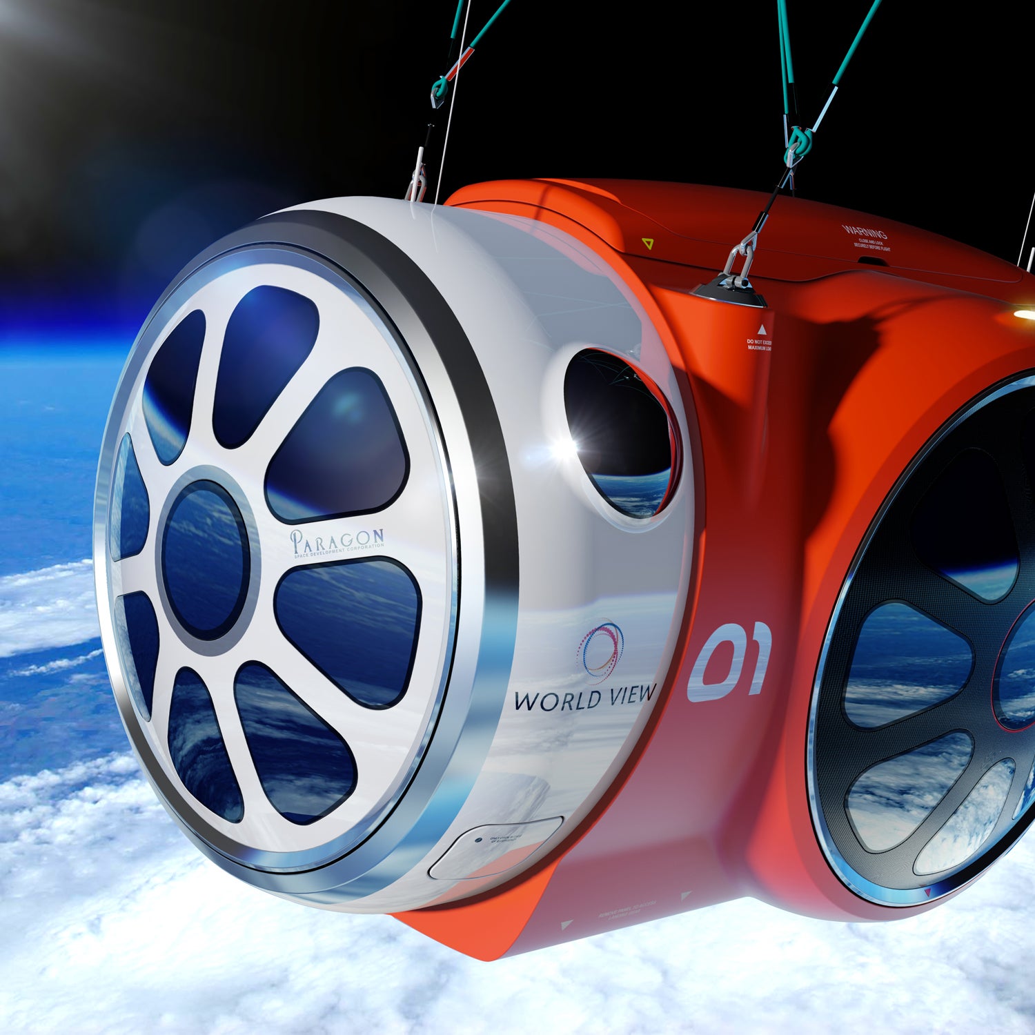 World View's pressurized space capsule will take clients 100,000 feet into the air, almost entirely above Earth's atmosphere.