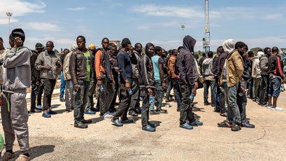 Waiting for Italian authorities in Augusta, Sicily.