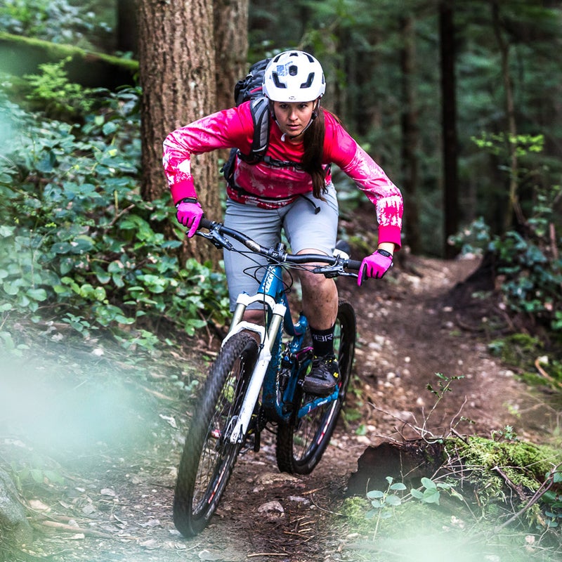 Braking properly is the key to riding safer with more control. First tip: only use one finger. Disc brakes have plenty of power and you only need one finger to engage them. Second tip: the notch at the edge of your brake lever is meant for your index finger—use it. Tip number three: brakes work when the wheels are moving. If you lock the brakes and go into a skid, you have neither control nor traction. Think about braking like you think about dimming a light switch. You don’t want to turn the light all the way off. @KatieHolden