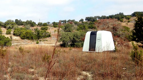 The Exo shelter comes in two- or four-person sizes, and can stack during transport.