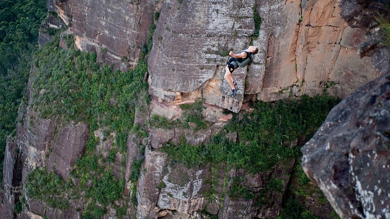 Doing a double gainer off a cliff in the Blue Mountains, March 2010