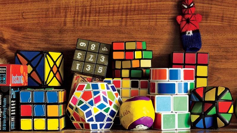 Lucky’s ­collection of puzzle cubes