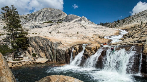 Once on the river, the duo took three days to navigate the 15-mile stretch. They stopped at every opportunity, getting out of their kayaks to scout. Breaking the rapids into chunks allowed them to safely descend the river鈥檚 many waterfalls and nasty sets of whitewater. On this particular run, two factors were in their favor: The John Muir Trail was nearby, allowing them to more easily scout the river, and California鈥檚 historic drought meant the Merced River鈥檚 water level was at a more manageable flow. Watch the entire historic descent鈥攆rom planning, training, and hiking to the final wild ride鈥攈ere.
