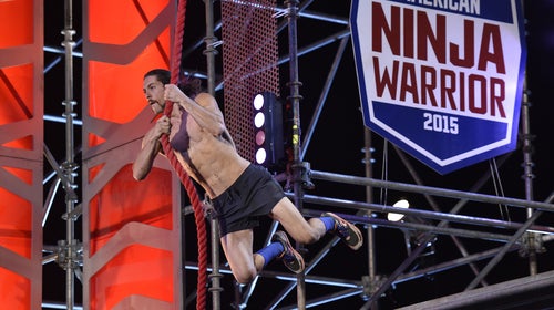 Isaac Caldiero competes in the Las Vegas finals of American Ninja Warrior.
