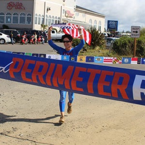 Helene Neville started the last leg of her journey in St. Stephen, New Brunswick, Canada and finished 3,680 miles later in Ocean Shores, Washington.