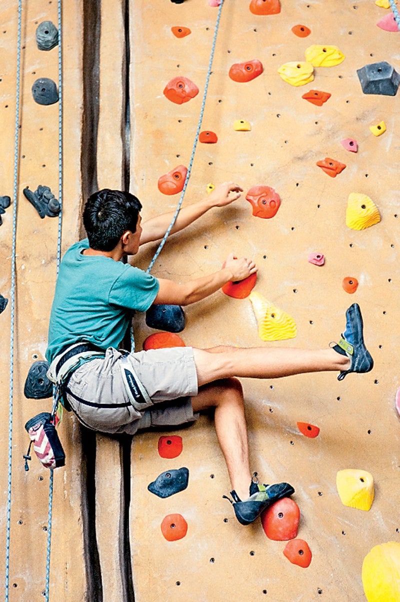 A climber at Planet Granite.