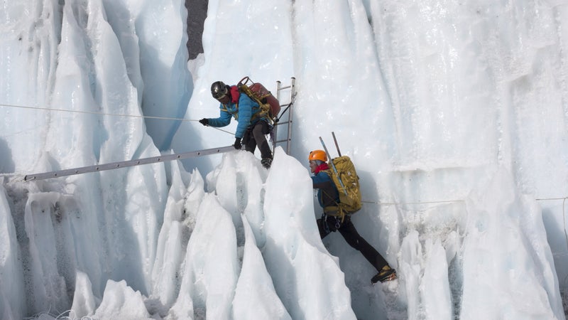 Sherpas training in the Khumbu Icefall.