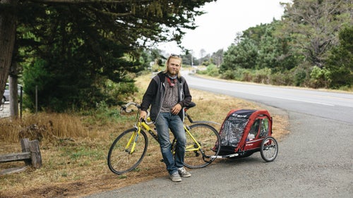 The Ride: Oryx road bike, plus a trailer.
The Face: Clint Haley, 22, from Tofino, BC.