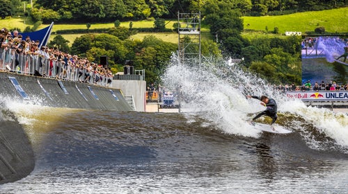 Event winner Albee Layer during Red Bull Unleashed semi finals in Surf Snowdonia, on September 19, 2015.