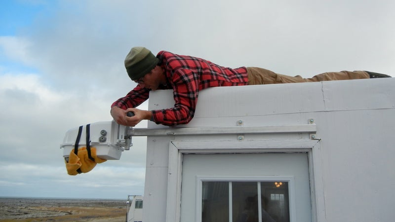 Installing a polar bear camera.