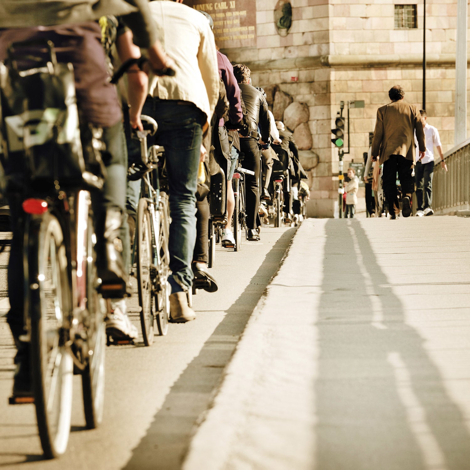 Bikers have better visibility and move more slowly, making them less risky at intersections.