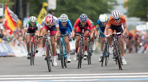 Megan Guarnier (second from right) wins bronze for Team USA at the 2015 Road Cycling World Championships.