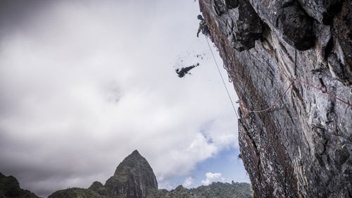 Vertical mayhem: Libecki gets more than he bargained for during his 12-hour lead of pitch two, which he described as one of the hardest pitches of his life.