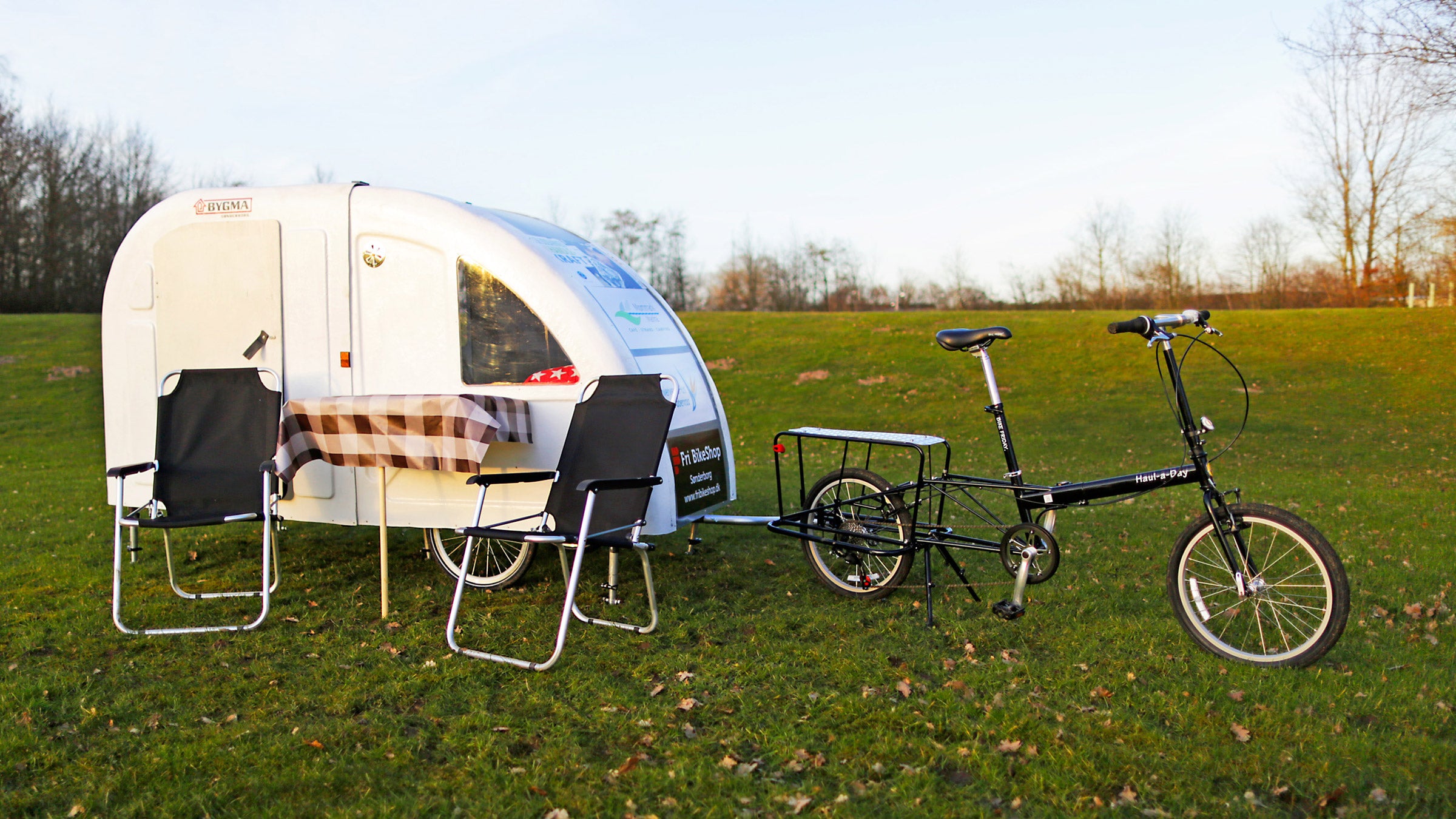 The Wide Path Camper seats four for meals and two for sleeping.