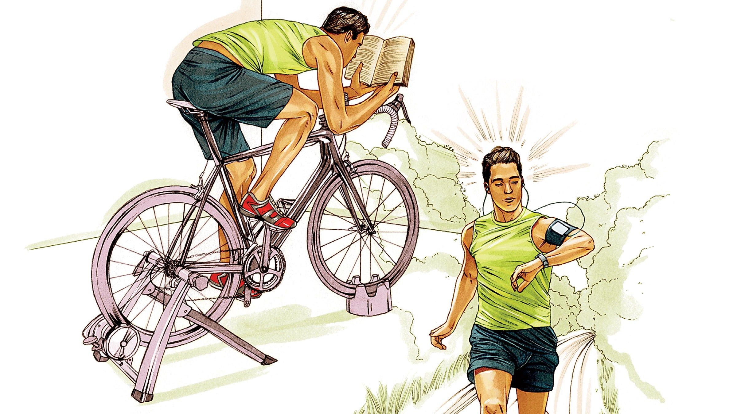 About 35 minutes of exercise can boost intellectual performance for up to two hours after. Illustration by Michael Hoeweler