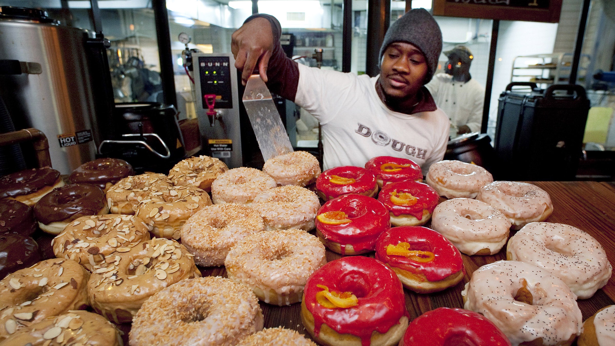 You'll find our writer at Dough Bakery in Brooklyn, located near mile nine on the race course.