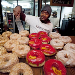 You'll find our writer at Dough Bakery in Brooklyn, located near mile nine on the race course.