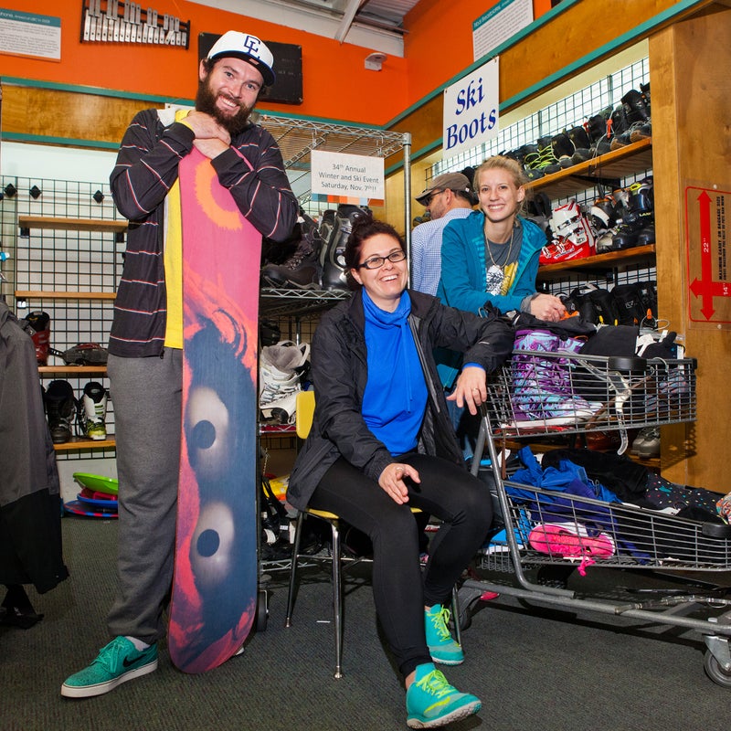From left: Friends Thomas DeGenaro and Ashley Thomas, of Pikeville, Tennessee, and Heather Magee from Chattanooga lined up at 5 a.m. to try and snag the best items.