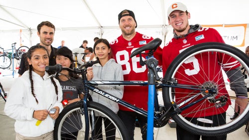 Optum pro cyclist Jesse Anthony, tight end Kyle Nelson, and punter Bradley Pinion collaborated with Ashley, Hannah and Lelani on a few bikes.
