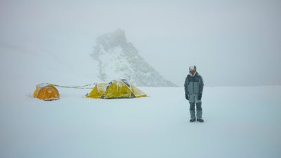 Mingma Sherpa hanging out at our 18,000 foot camp on a​n unnamed​ peak in the Lantang​ Valley.​