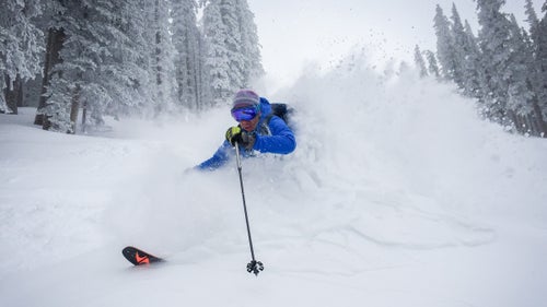 国产吃瓜黑料 contributing editor Nick Heil gets buried in deep snow near the top of Ski Santa Fe. I told Heil to ski fast and come right at me so we could get a sense for how deep the snow really was.