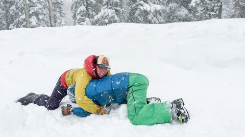 When there鈥檚 snow, first we ski, then we wrestle. An in-between moment.
