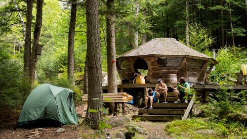 Keene, New York: The first, and smaller, of two hand-built yurts on the family-owned property. This yurt was built back in 1976 by the parents, which inspired the two sons to build a larger one to house their families decades later.