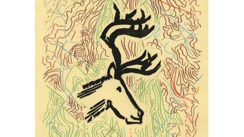 On the trail, Rue goes by Caribou, a nickname given by an old cross country coach who recognized that, while he couldn鈥檛 run fast, he could run far. Seeing as Caribou migrate the furthest of any land mammal鈥攁nd the Appalachian Trail is 2,190 miles鈥攖he name stuck. Rue signed trail logs with a drawing of a caribou and later used it as an inspiration for this woodblock print.