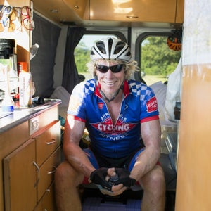 Searvogel inside his sag wagon in September.