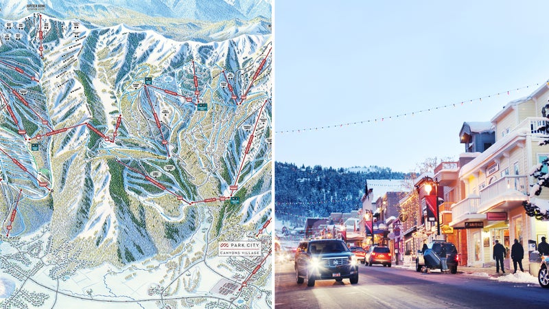 From left: Glimpse of the mega-map; Downtown Park City.