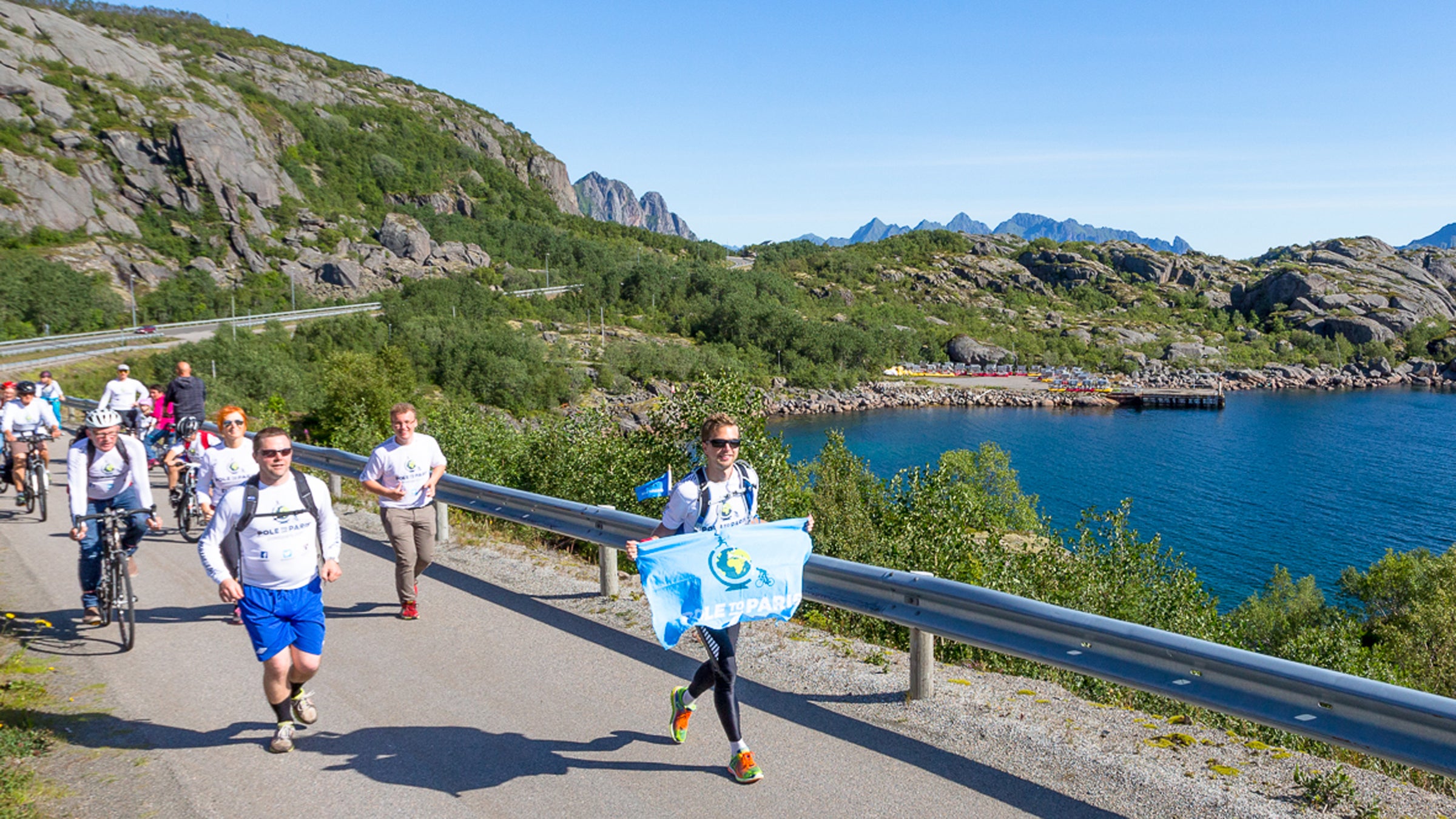 Erlend Moster Knudsen runs through Svolvær, Norway.