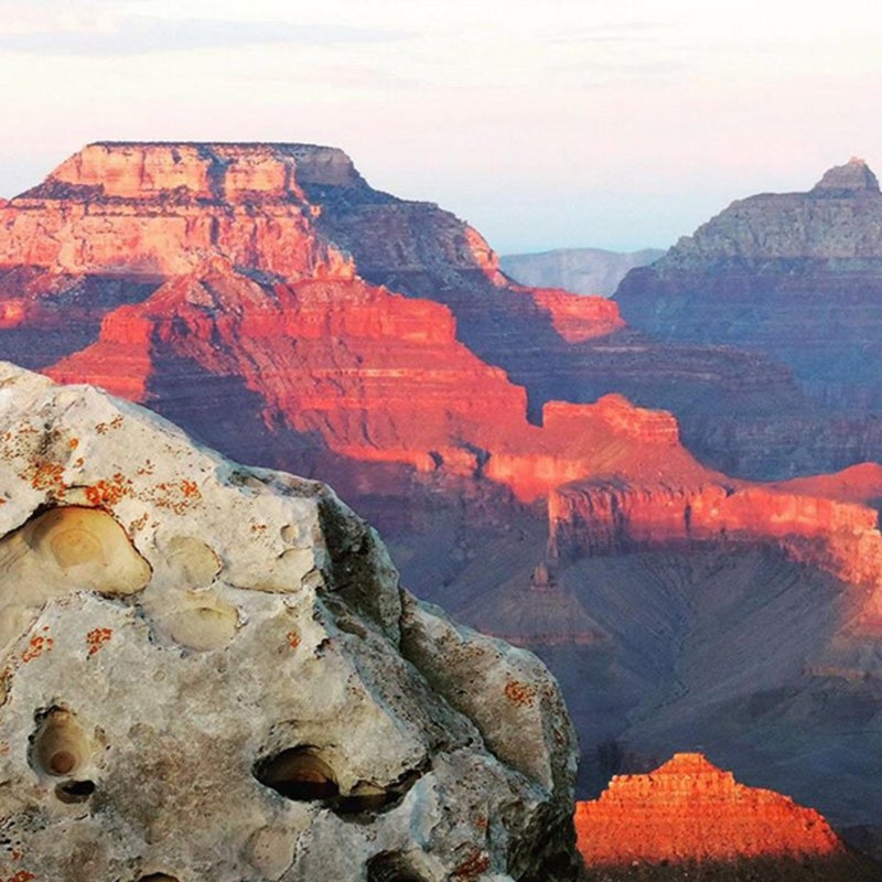 Mather Point at the South Rim is one of the most popular spots in the Arizona park to watch the sun set.