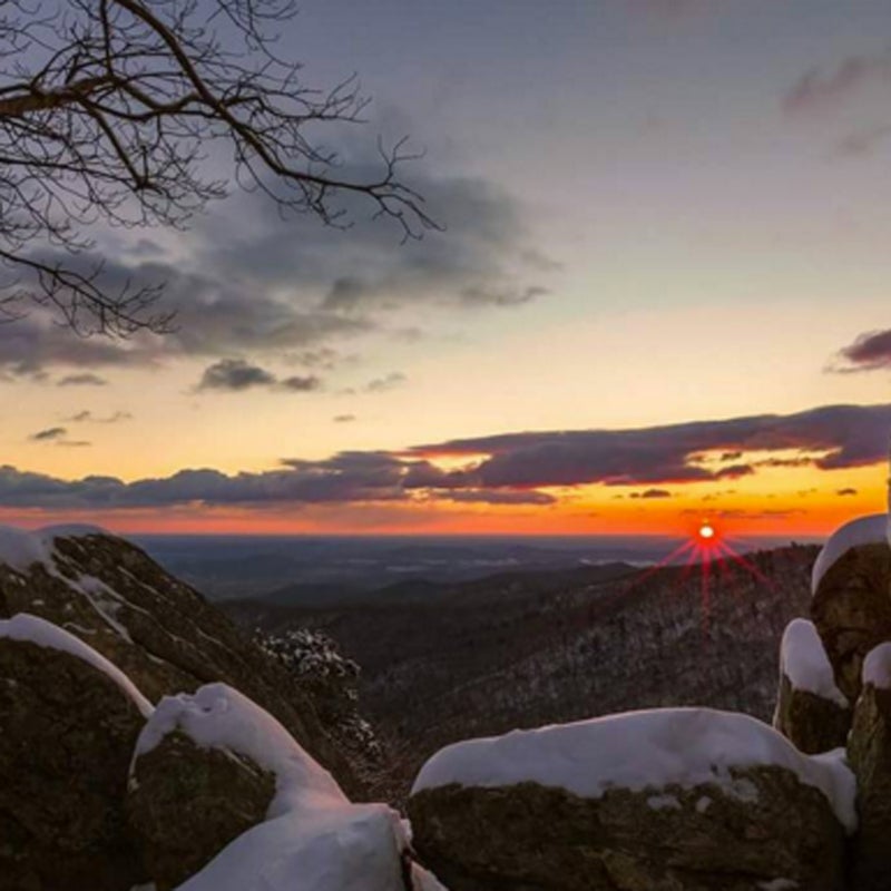Hazel Mountain Overlook offers expansive views of Buck Ridge, Hazel Mountain, and, in the distance, Old Rag Mountain.