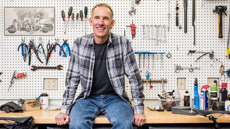 Overend in his workshop.