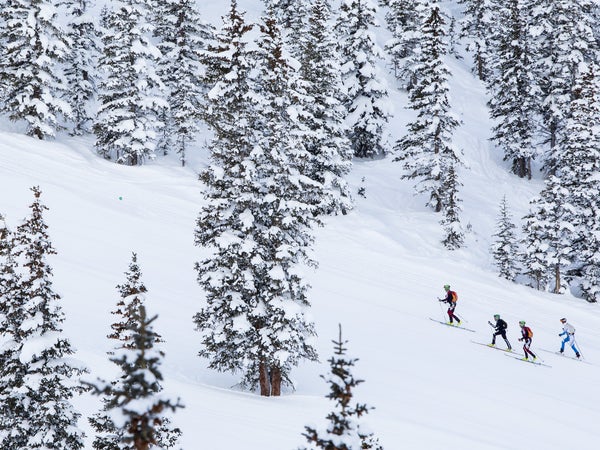 Skimo competitors at the Power of Four race in Aspen.
